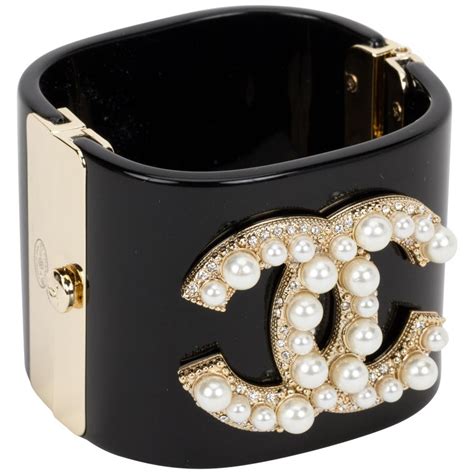 chanel black acryclic cuff bracelet|Chanel Acrylic Bracelet .